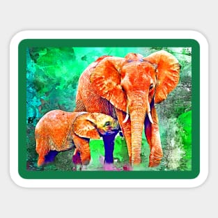 Cartoon Elephant Family Sticker